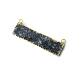 41x11mm 22kt Gold Leafed Grey Smoky Quartz Drusy East West Connector 1 Focal Bead (ONLINE ORDER ONLY)