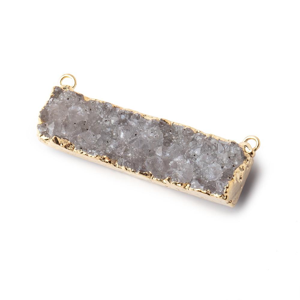 41x11mm 22kt Gold Leafed Grey Quartz Drusy East West Connector 1 Focal Bead (ONLINE ORDER ONLY)
