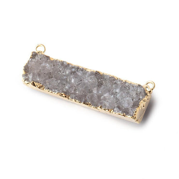41x11mm 22kt Gold Leafed Grey Quartz Drusy East West Connector 1 Focal Bead (ONLINE ORDER ONLY)