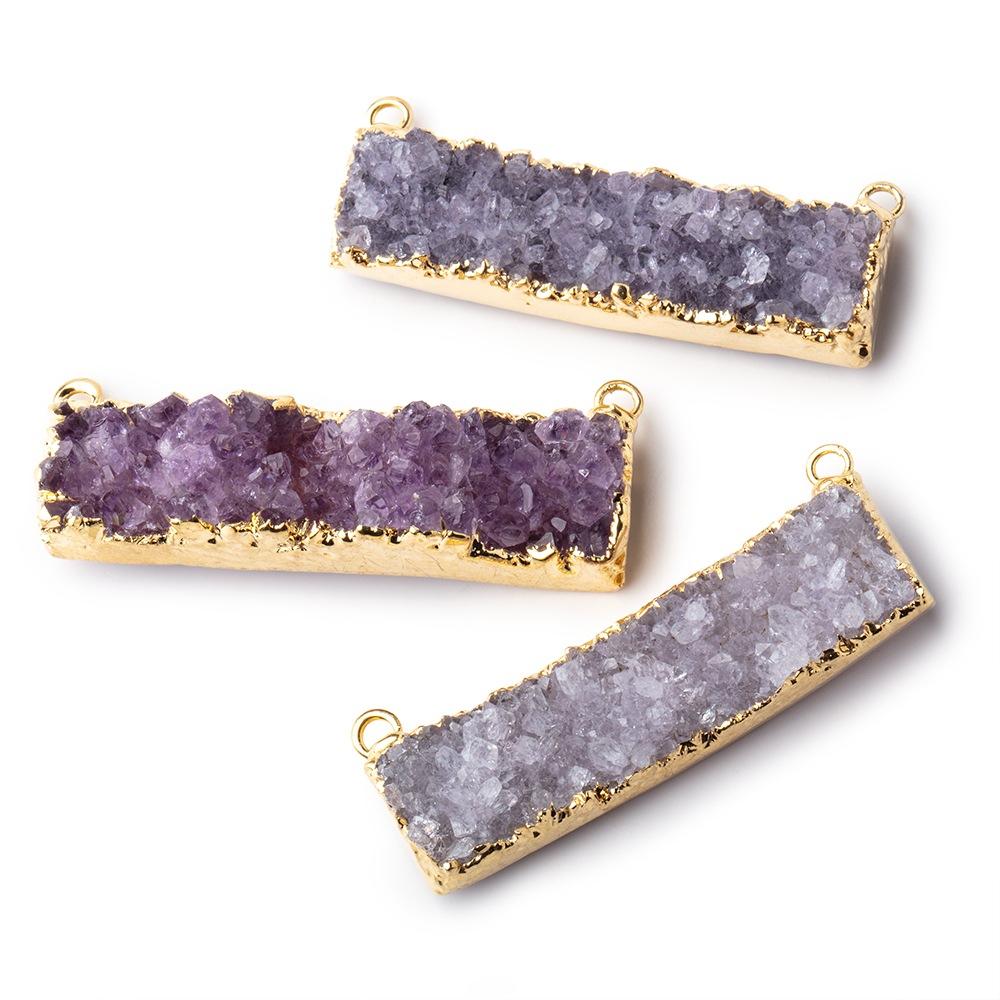 41x11mm 22kt Gold Leafed Light Amethyst East West Connector 1 Focal Bead (ONLINE ORDER ONLY)