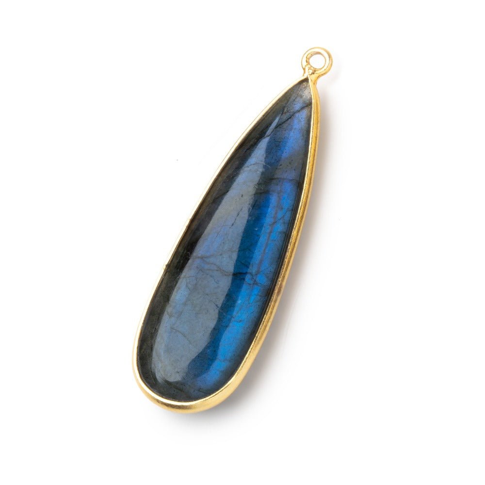 41x13.5mm Vermeil Bezel Labradorite Plain Pear Pendant 1 Focal Bead (ONLINE ORDER ONLY)