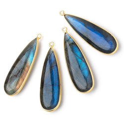 41x13.5mm Vermeil Bezel Labradorite Plain Pear Pendant 1 Focal Bead (ONLINE ORDER ONLY)