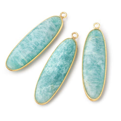 41x13mm Vermeil Bezel Amazonite Plain Oval Pendant 1 Focal Bead (ONLINE ORDER ONLY)