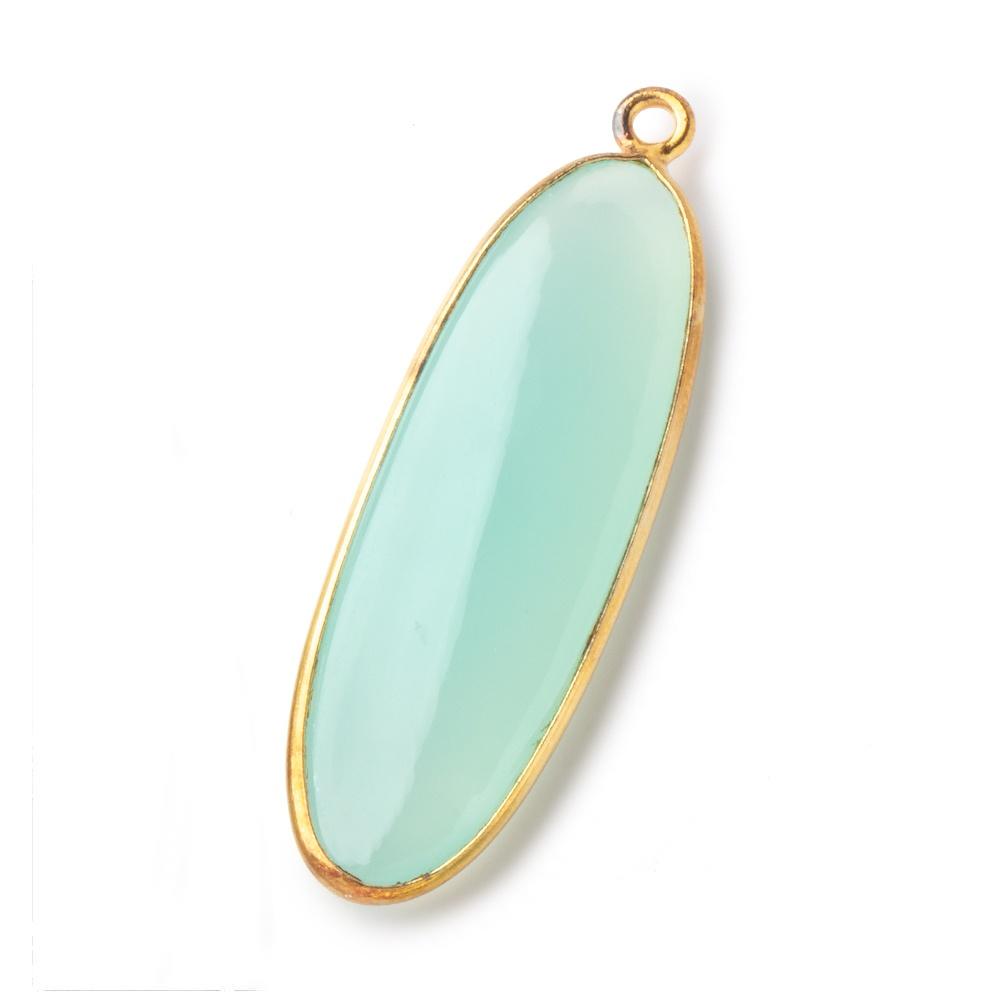 41x13mm Vermeil Bezel Seafoam Chalcedony Plain Elongated Oval Pendant 1 piece (ONLINE ORDER ONLY)