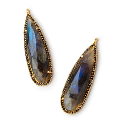 41x14mm Vermeil & Black CZ Bezel Labradorite Pear Pendant 1 Focal (ONLINE ORDER ONLY)