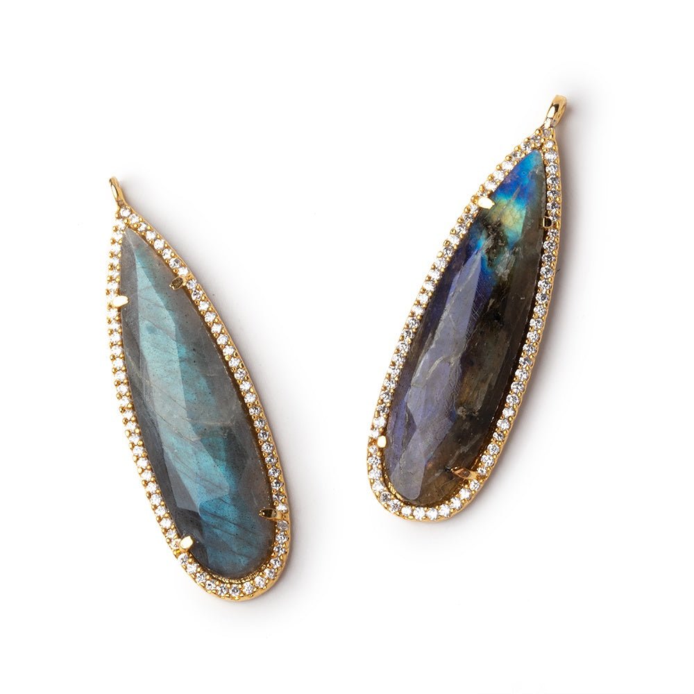 41x14mm Vermeil CZ Bezel Labradorite Pear Pendant 1 Focal (ONLINE ORDER ONLY)