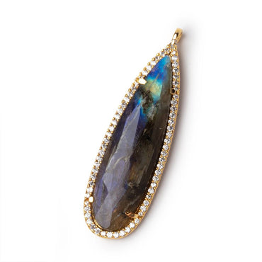 41x14mm Vermeil CZ Bezel Labradorite Pear Pendant 1 Focal (ONLINE ORDER ONLY)