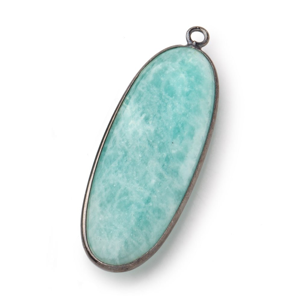 41x16mm Black Gold .925 Bezel Amazonite Plain Oval Pendant 1 Focal Bead (ONLINE ORDER ONLY)