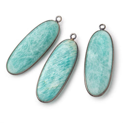 41x16mm Black Gold .925 Bezel Amazonite Plain Oval Pendant 1 Focal Bead (ONLINE ORDER ONLY)