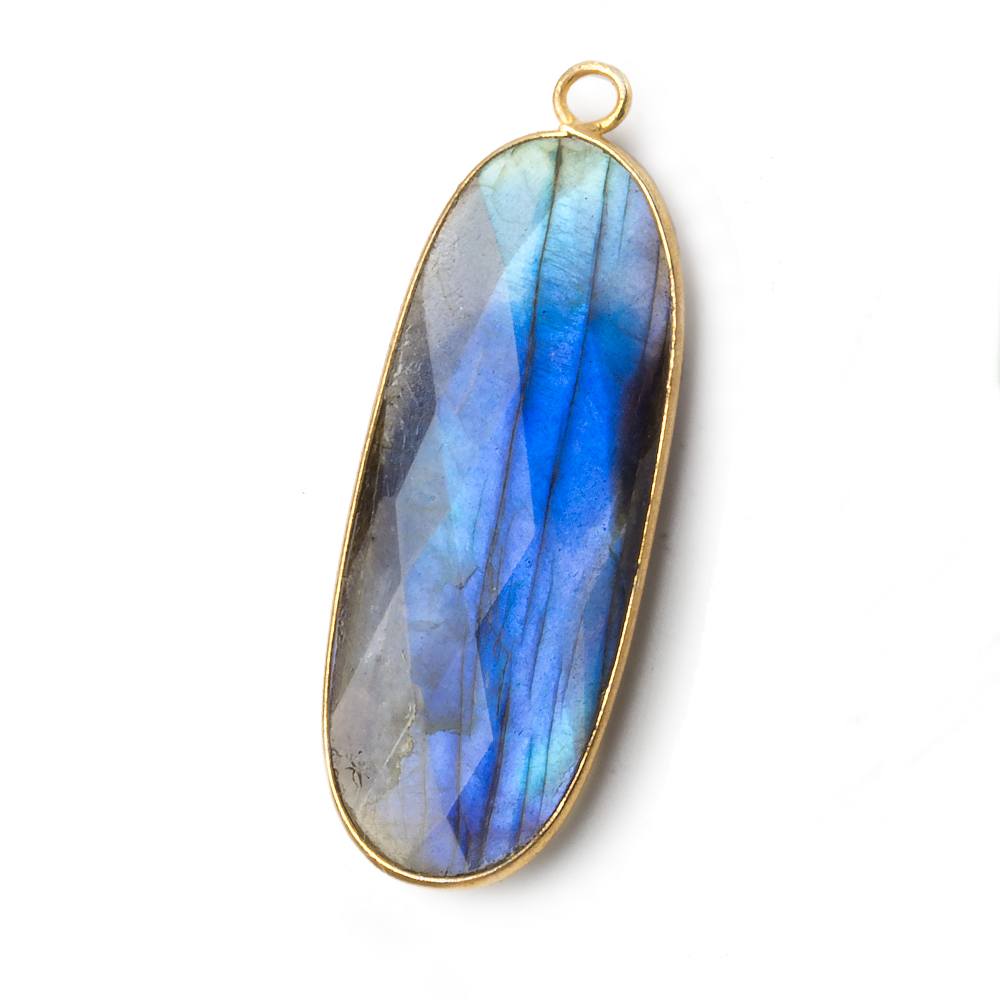 41x16mm Vermeil Bezel Labradorite faceted oval pendant 1 piece (ONLINE ORDER ONLY)