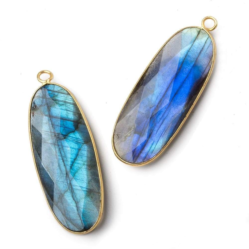 41x16mm Vermeil Bezel Labradorite faceted oval pendant 1 piece (ONLINE ORDER ONLY)