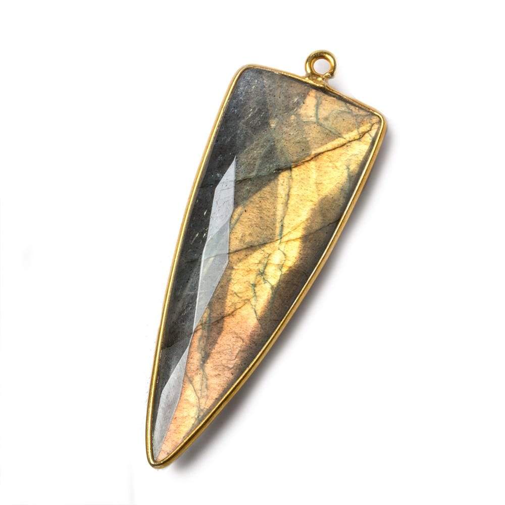 41x17mm Vermeil Bezeled Labradorite faceted point focal pendant 1 piece (ONLINE ORDER ONLY)