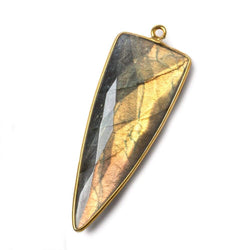 41x17mm Vermeil Bezeled Labradorite faceted point focal pendant 1 piece (ONLINE ORDER ONLY)