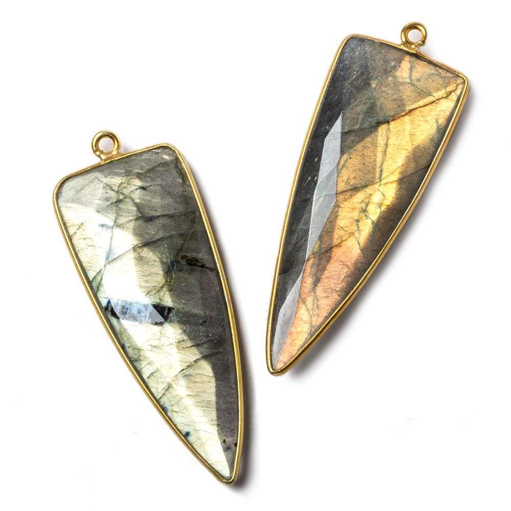 41x17mm Vermeil Bezeled Labradorite faceted point focal pendant 1 piece (ONLINE ORDER ONLY)