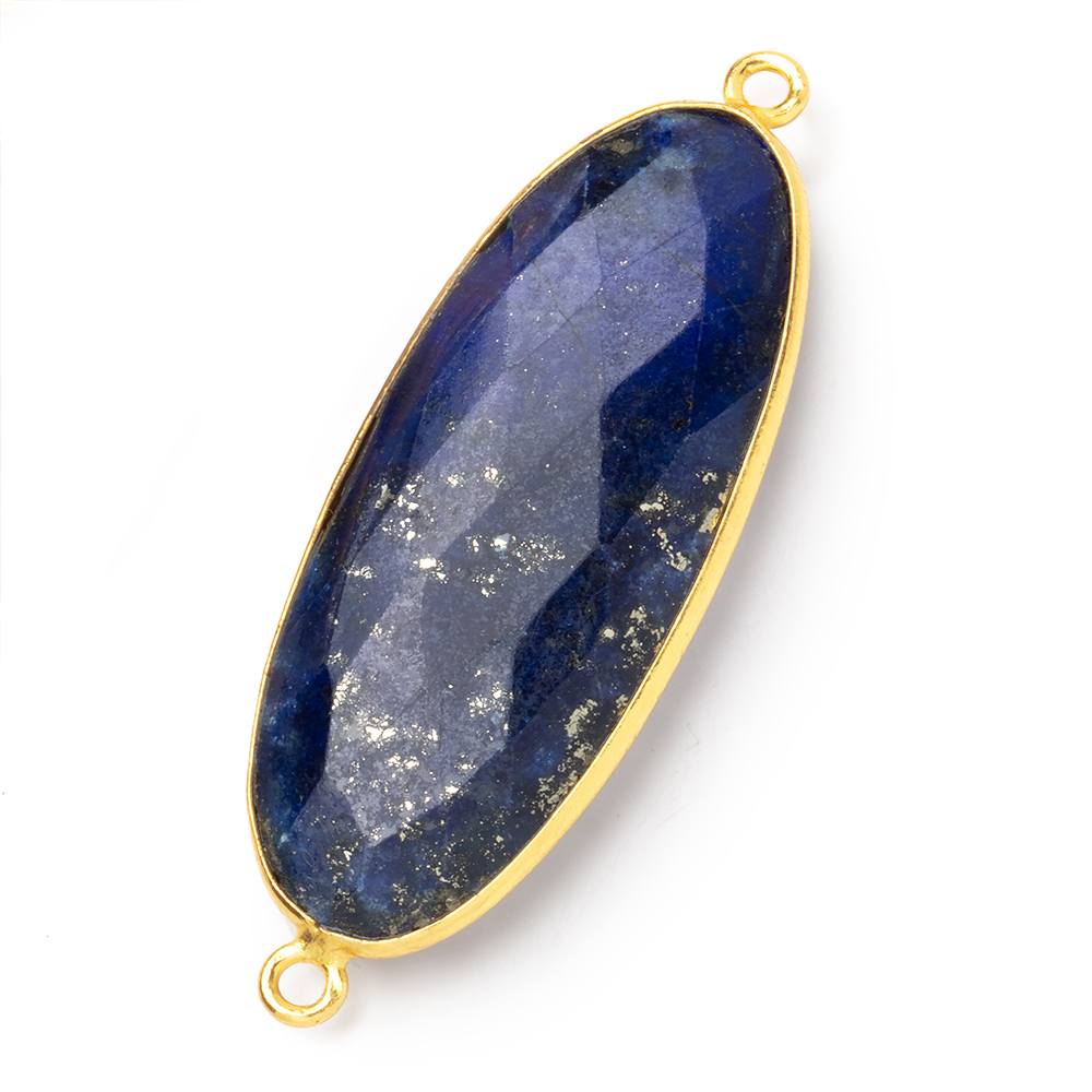41x18mm Vermeil Bezel Lapis Lazuli Faceted Oval Connector 1 piece (ONLINE ORDER ONLY)