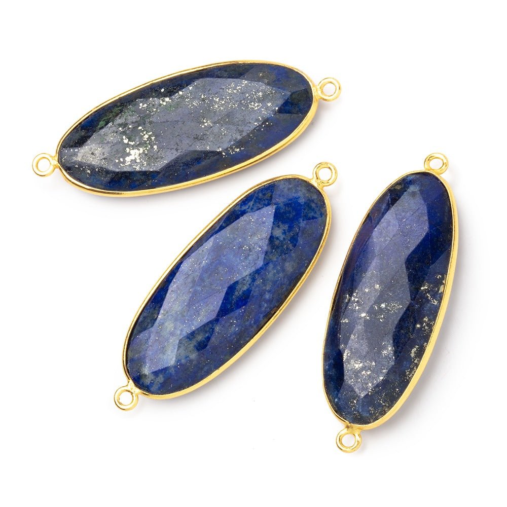 41x18mm Vermeil Bezel Lapis Lazuli Faceted Oval Connector 1 piece (ONLINE ORDER ONLY)