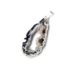 41x19x4mm Silver Leafed Occo Agate Drusy Natural Crystal Slice Pendant with Bail 1 piece (ONLINE ORDER ONLY)