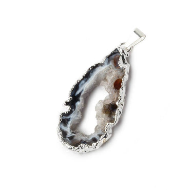 41x19x4mm Silver Leafed Occo Agate Drusy Natural Crystal Slice Pendant with Bail 1 piece (ONLINE ORDER ONLY)