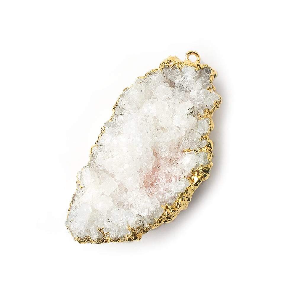 41x23mm 22kt Gold Leaf Edged Calcite Mineral Crystal Pendant 1 piece (ONLINE ORDER ONLY)