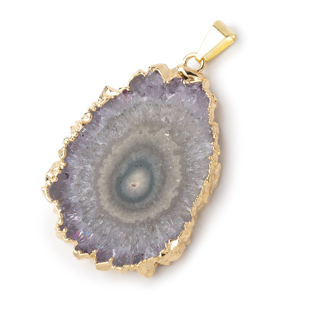 41x31mm Gold Leafed Amethyst Solar Quartz Slice Pendant 1 focal piece (ONLINE ORDER ONLY)