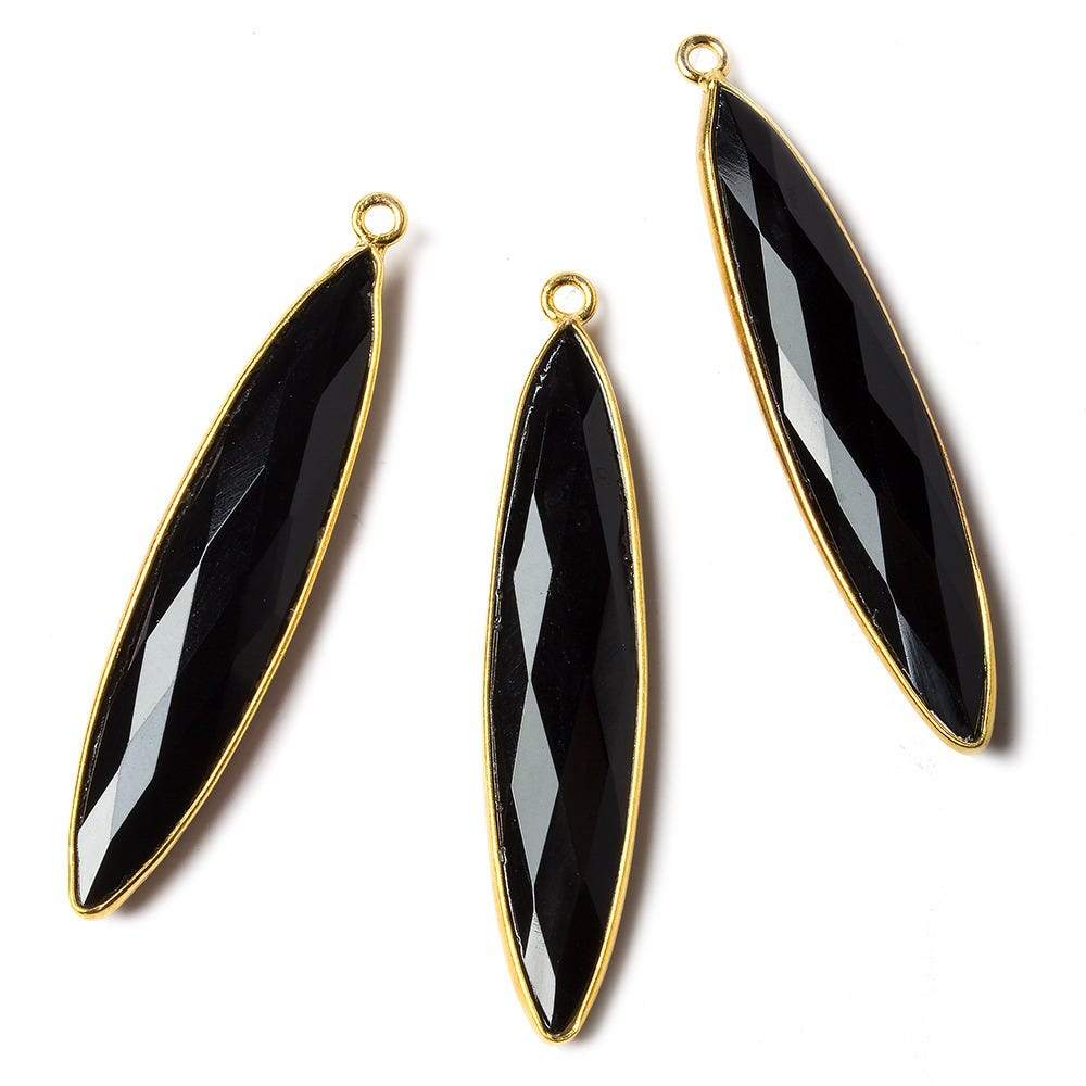 41x9x5mm Vermeil Bezel Black Chalcedony Elongated Marquise Pendant 1 pc (ONLINE ORDER ONLY)