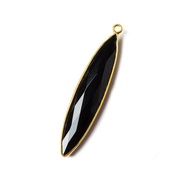 41x9x5mm Vermeil Bezel Black Chalcedony Elongated Marquise Pendant 1 pc (ONLINE ORDER ONLY)