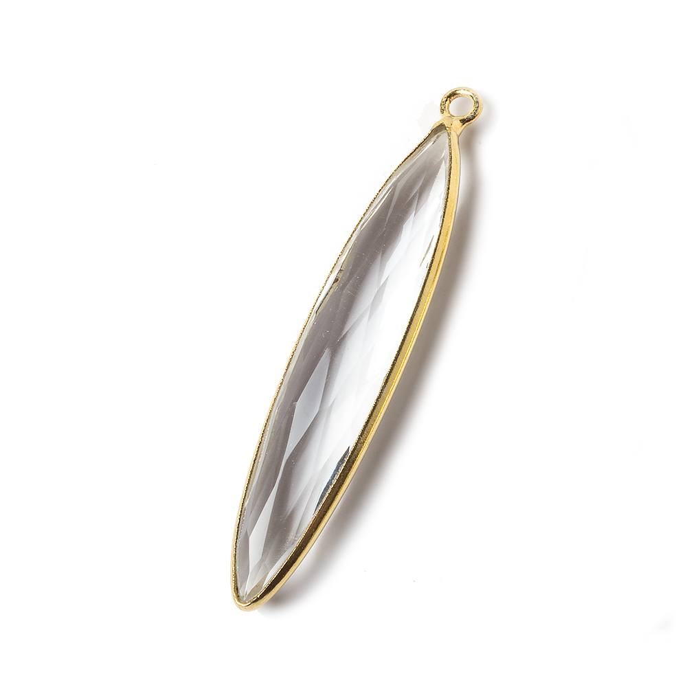 Crystal Quartz Vermeil Bezel Elongated Marquise Pendant 1 focal bead (ONLINE ORDER ONLY)