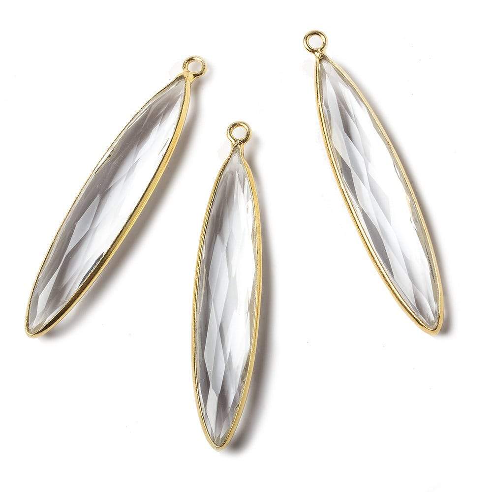 Crystal Quartz Vermeil Bezel Elongated Marquise Pendant 1 focal bead (ONLINE ORDER ONLY)