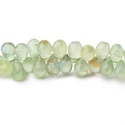 7-8mm Prehnite Tear Drop Briolette Beads 8 inch 74 pieces (ONLINE ORDER ONLY)