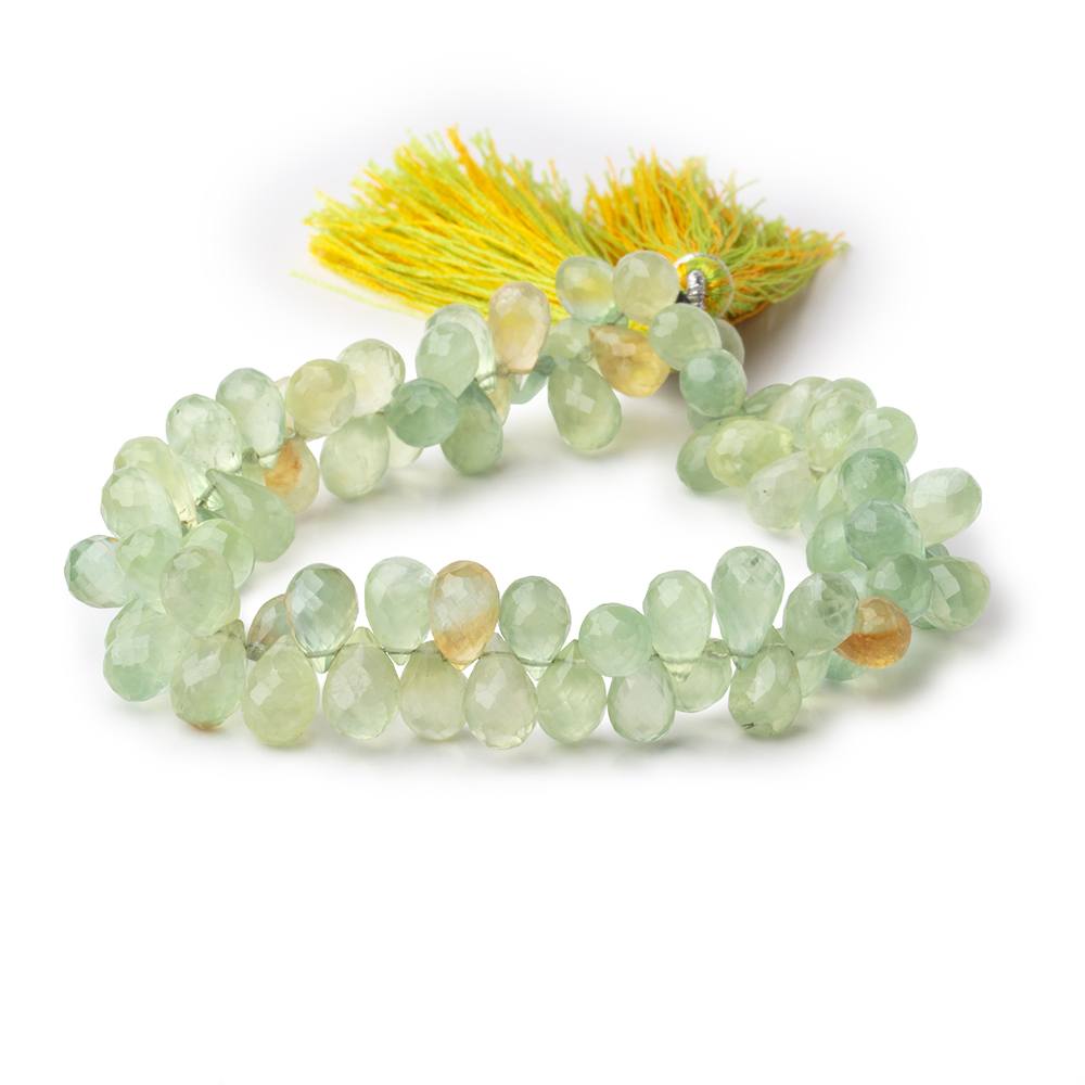 7-8mm Prehnite Tear Drop Briolette Beads 8 inch 74 pieces (ONLINE ORDER ONLY)
