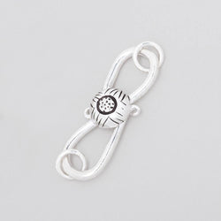 29x10mm Antiqued Sterling Silver S Hook with Floral Button 1 piece (ONLINE ORDER ONLY)
