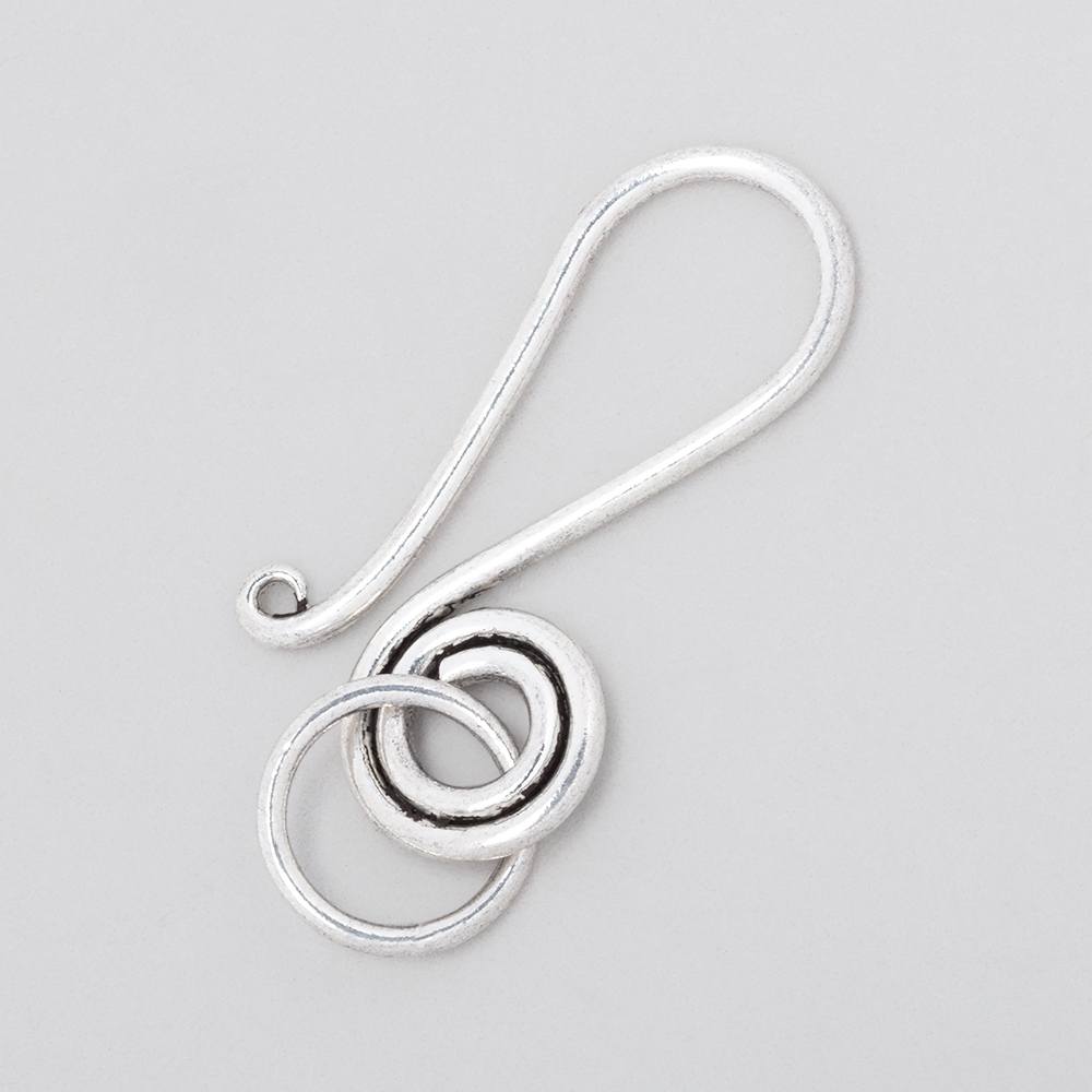 29x13mm Antiqued Sterling Silver Hook Swirl Design 1 piece (ONLINE ORDER ONLY)