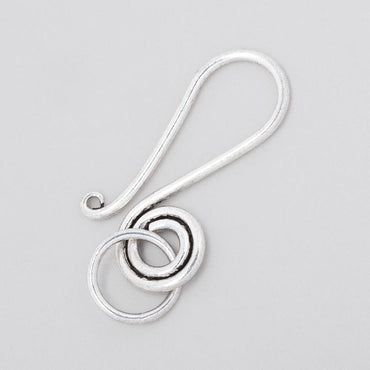 29x13mm Antiqued Sterling Silver Hook Swirl Design 1 piece (ONLINE ORDER ONLY)