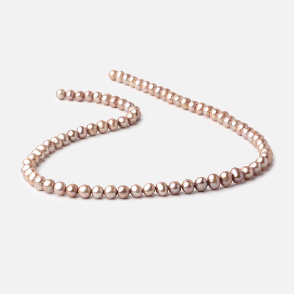 6x5mm Mocha Brown Off Round Freshwater Pearls 15 inch 71 pieces (ONLINE ORDER ONLY)