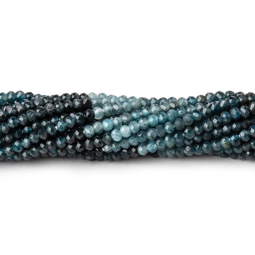 3mm Shaded Blue Sapphire Micro Faceted Rondelles 12.5 inch 124 Beads (ONLINE ORDER ONLY)