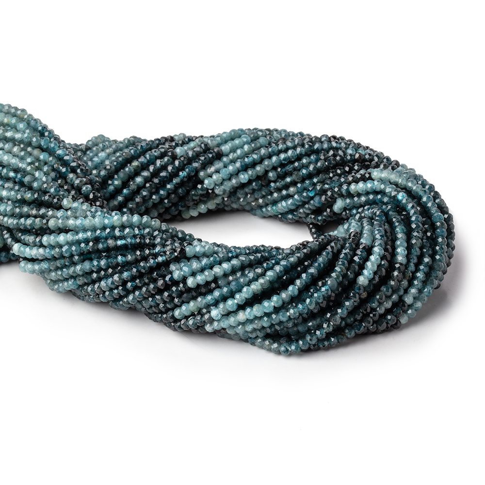 3mm Shaded Blue Sapphire Micro Faceted Rondelles 12.5 inch 124 Beads (ONLINE ORDER ONLY)