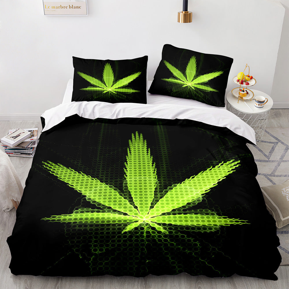 420 weed plant 3 Piece Bedding Sets Quilt Cover Without Filler (Online Order Only)