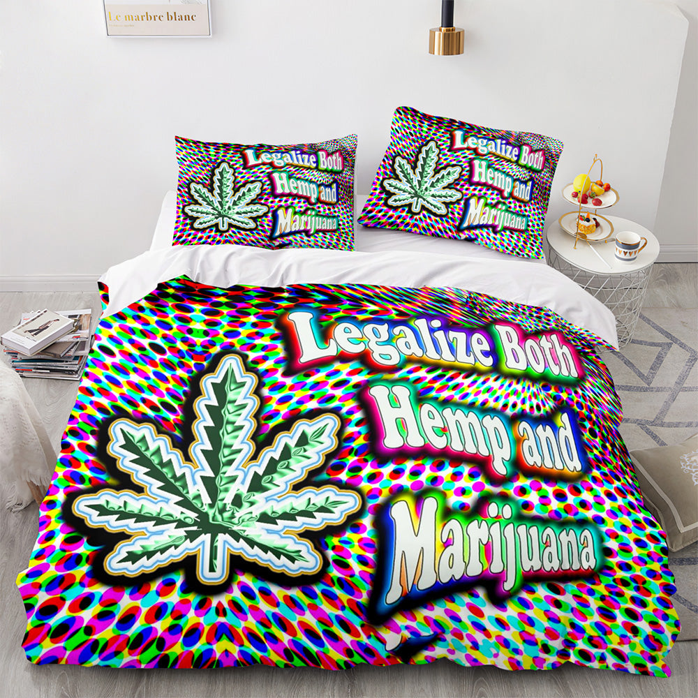 420 weed plant 3 Piece Bedding Sets Quilt Cover Without Filler (Online Order Only)