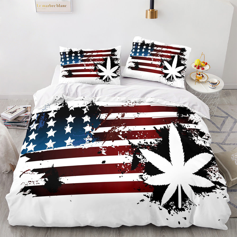 420 weed plant 3 Piece Bedding Sets Quilt Cover Without Filler (Online Order Only)