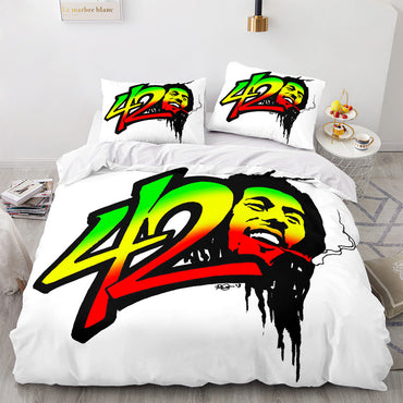 420 weed plant 3 Piece Bedding Sets Quilt Cover Without Filler (Online Order Only)