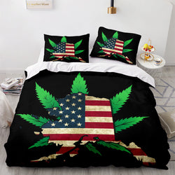 420 weed plant 3 Piece Bedding Sets Quilt Cover Without Filler (Online Order Only)