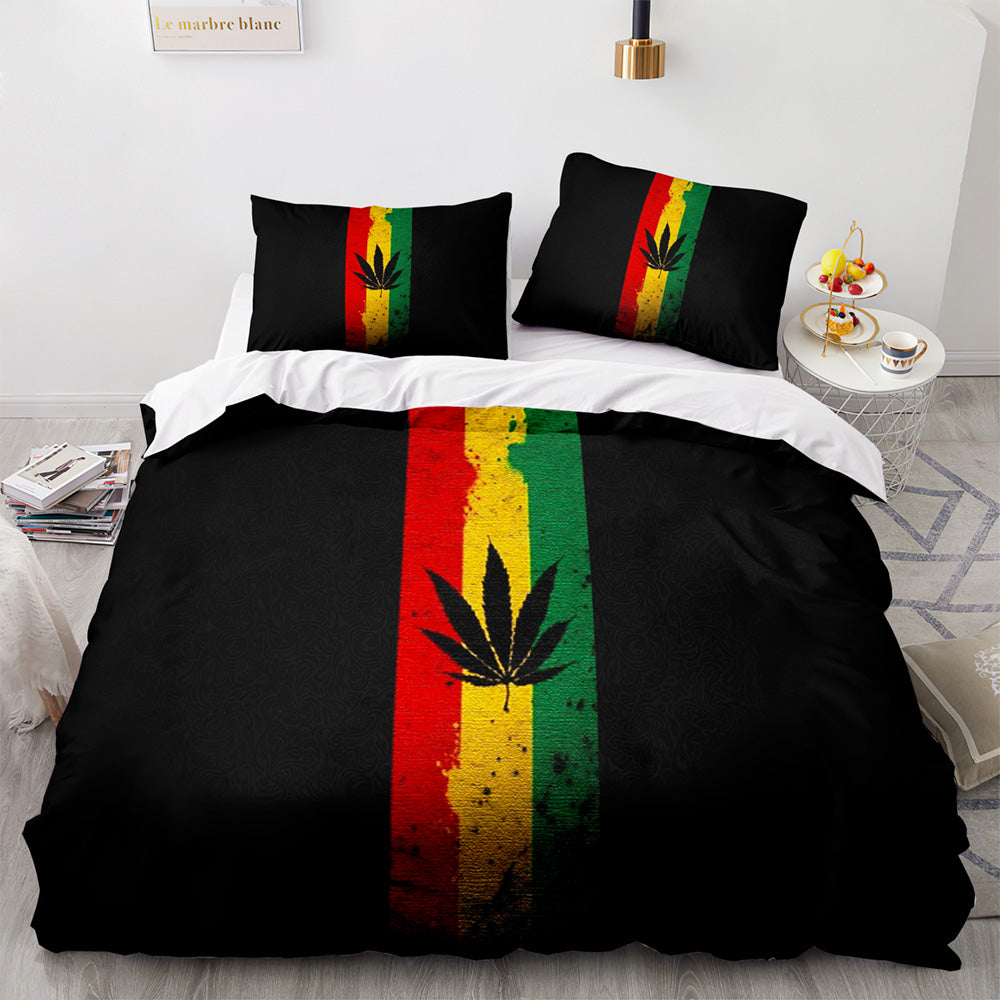 420 weed plant 3 Piece Bedding Sets Quilt Cover Without Filler (Online Order Only)