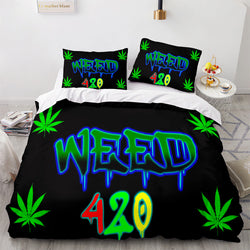 420 weed plant 3 Piece Bedding Sets Quilt Cover Without Filler (Online Order Only)