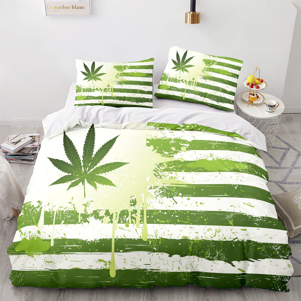 420 weed plant 3 Piece Bedding Sets Quilt Cover Without Filler (Online Order Only)