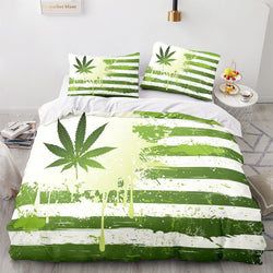 420 weed plant 3 Piece Bedding Sets Quilt Cover Without Filler (Online Order Only)
