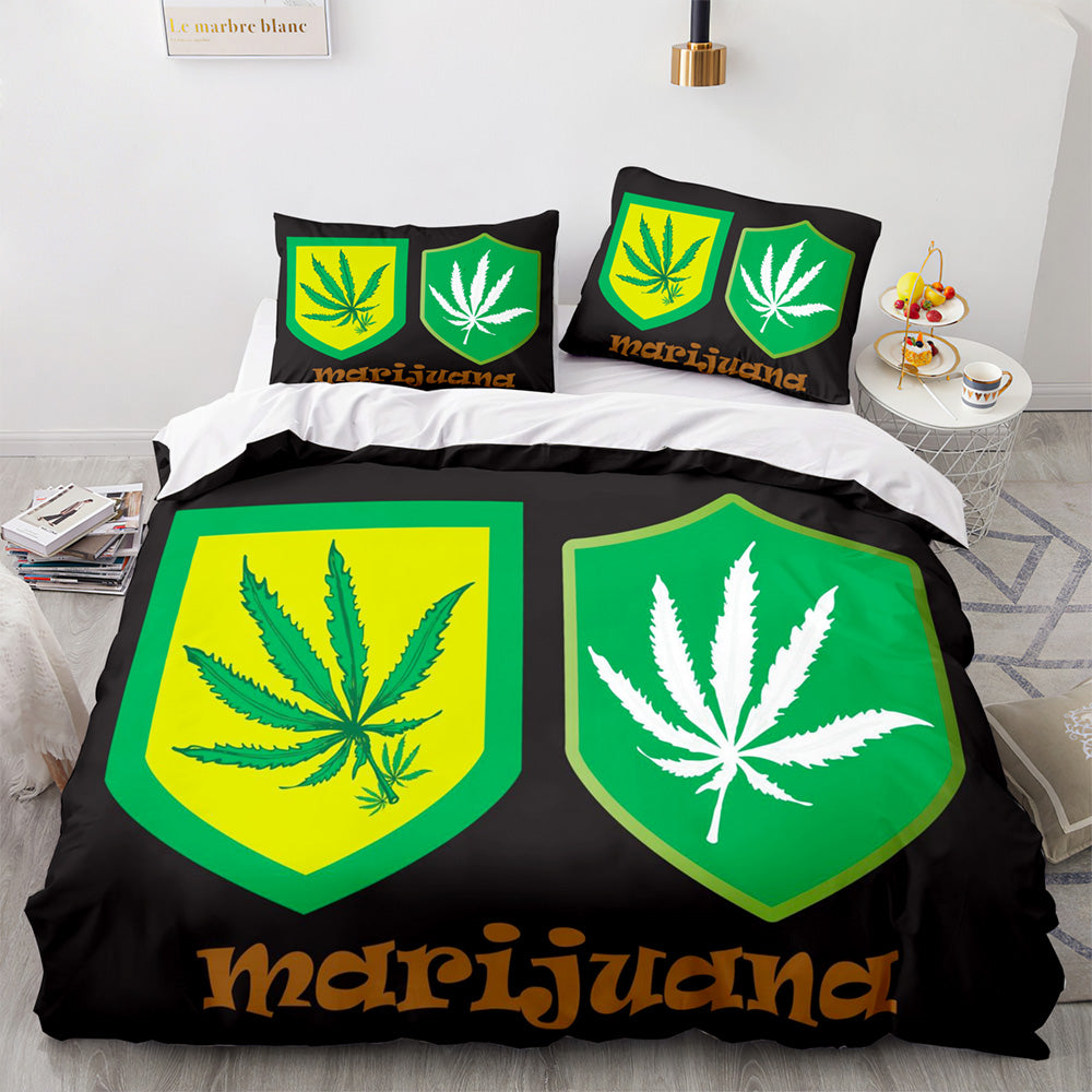 420 weed plant 3 Piece Bedding Sets Quilt Cover Without Filler (Online Order Only)