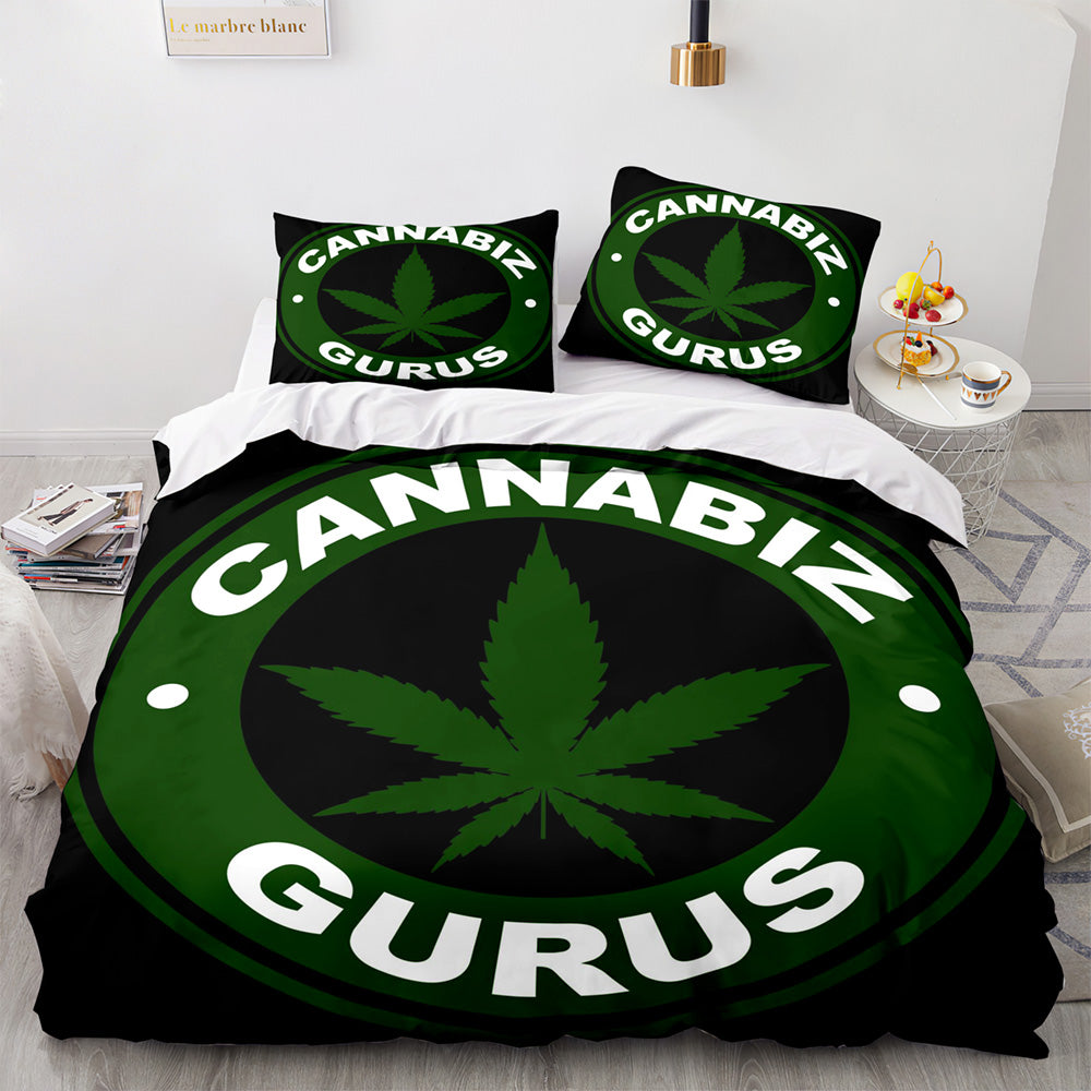420 weed plant 3 Piece Bedding Sets Quilt Cover Without Filler (Online Order Only)