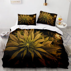 420 weed plant 3 Piece Bedding Sets Quilt Cover Without Filler (Online Order Only)