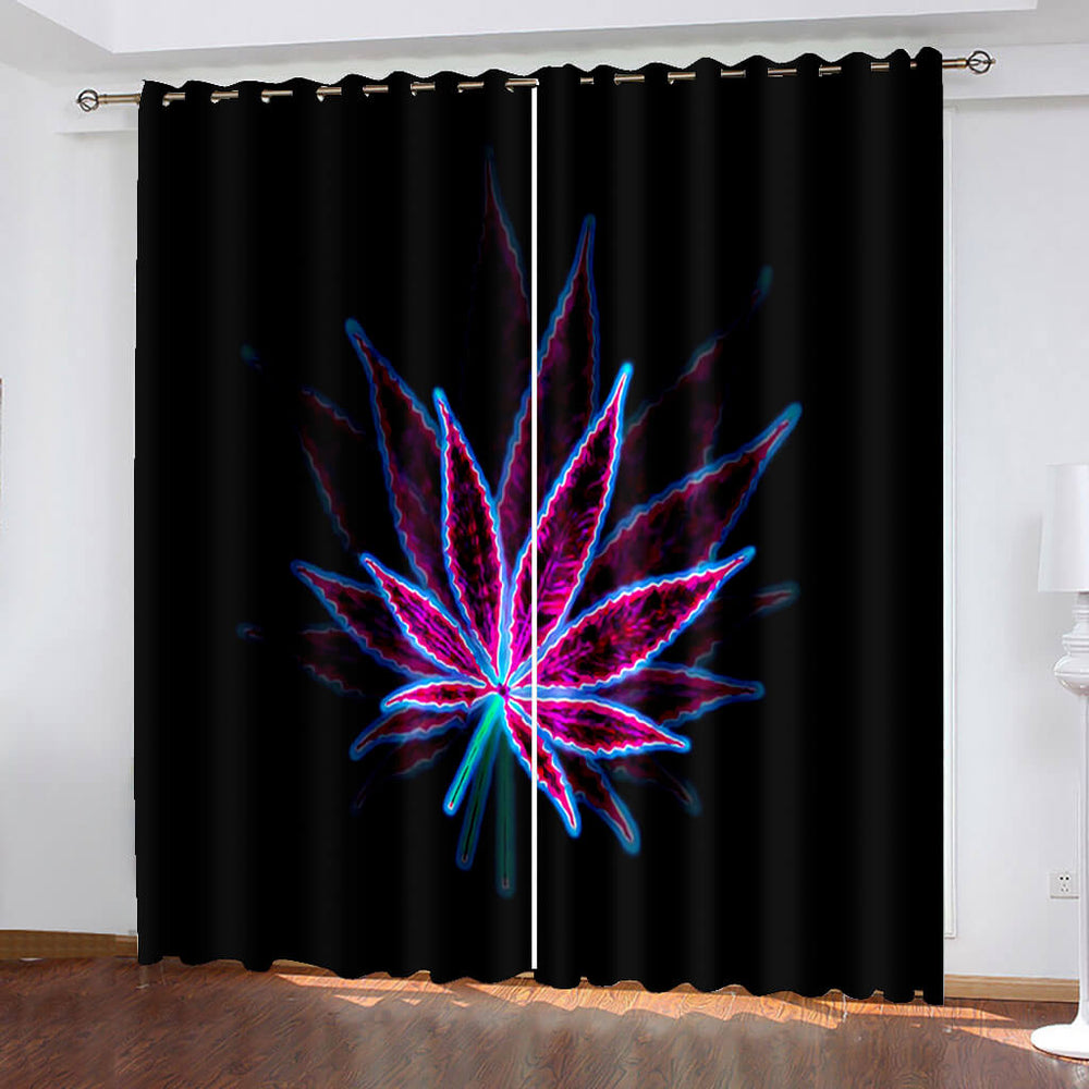 420 weed plant Pattern Curtains Blackout Window Treatments Drapes (Online Order Only)