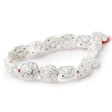 15x13mm Sterling Silver Plated Copper Floral Cushion 8 inch 14 Beads (ONLINE ORDER ONLY)